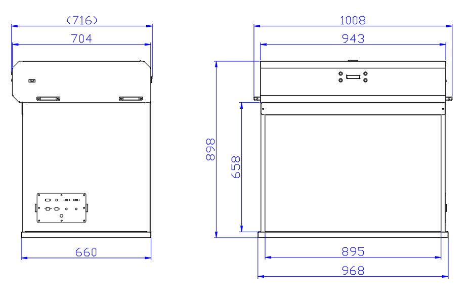 T90-X 可調色溫-照度影像燈箱尺寸